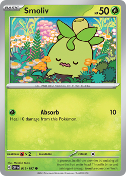 Smoliv 019/197 Common Obsidian Flames Pokemon Reverse Holo Near Mint - Image 4