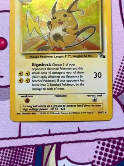 Pokemon TCG - Raichu 14/62 - Fossil - Holo Rare - Vintage - WOTC - PLAYED - Image 3