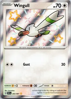 Wingull 203/091 Shiny Rare Paldean Fates Pokemon NM - Image 1