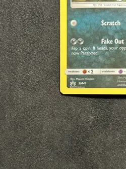 Alolan Meowth SM43 Promo Miscut Alignment Dot Error Pokemon Card - Image 2