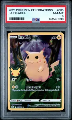 2021 POKEMON CELEBRATIONS #005 FULL ART/PIKACHU PSA 8 - Image 1