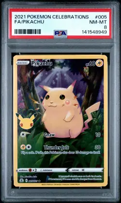 2021 POKEMON CELEBRATIONS #005 FULL ART/PIKACHU PSA 8 - Image 1