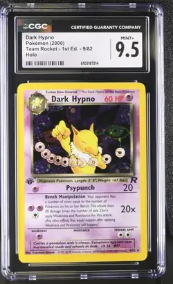 CGC 9.5 MINT+ Dark Hypno 9/82 Holo 1st Edition Pokemon 2000 Team Rocket Pop 29 - Image 1