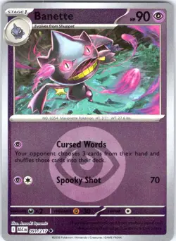 Banette (Energy Symbol Pattern) 091/217 Ascended Heroes Pokemon Reverse Holo NM - Image 1
