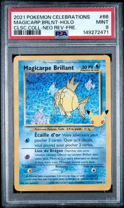 Carte Pokemon Magicarpe Brillant 66/64 Holo Celebrations PSA 9 ✨ - Image 2