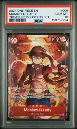 2024 ONE PIECE PROMOS TREASURE BOOSTERS SET #006 MONKEY D. LUFFY PSA 10 - Image 1