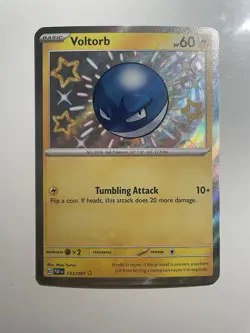 Pokemon Voltorb 133/091 SV: Paldean Fates Shiny Rare Holo 60 HP English - Image 1
