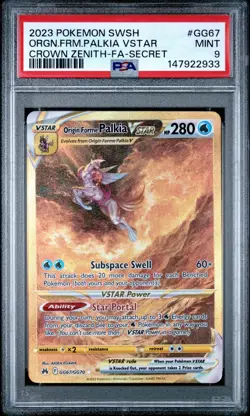 POKEMON SWORD & SHIELD CROWN ZENITH FULL ART/ORIGIN FORME PALKIA VSTAR PSA 9 - Image 1
