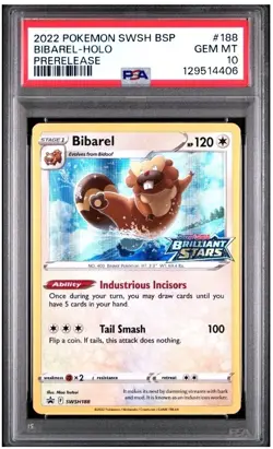 PSA 10 Bibarel SWSH188 SWSH: Sword & Shield Promo Cards Holo Brilliant Stars - Image 1