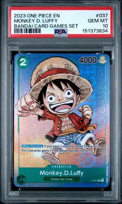 2023 ONE PIECE PROMOS BANDAI CARD GAMES SET #037 MONKEY D. LUFFY PSA 10 - Image 1