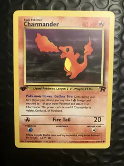 1st Edition CHARMANDER 50/82 Non Holo Team Rocket Pokemon Card Light Play - Image 1