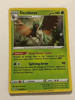 Pokemon Card Shining Fates Holographic Decidueye 008/072 Near Mint - Image 1