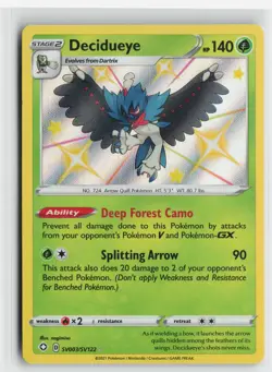 Decidueye SV003/SV122 Shiny Rare Shining Fates Shiny Vault Pokemon Near Mint - Image 1