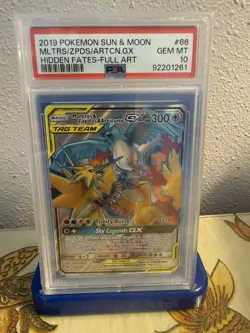 2019 POKEMON HIDDEN FATES #66/68 MOLTRES, ZAPDOS & ARTICUNO GX TAG TEAM PSA 10 - Image 1