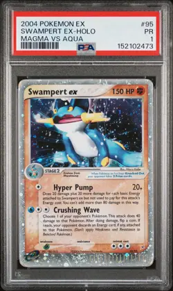 2004 POKEMON EX TEAM MAGMA VS TEAM AQUA #95 SWAMPERT EX-HOLO PSA 1 - Image 1
