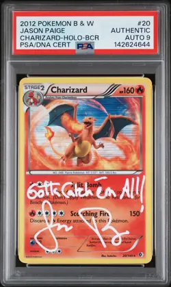 POKEMON BLACK & WHITE BOUNDARIES CROSSED #20 CHARIZARD-HOLO PSA AUTHENTIC AUTO 9 - Image 1