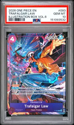 2026 One Piece Trafalgar Law Illustration Box Vol.6 P-093 Promo PSA 10 - Image 1