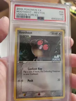 Hoothoot Reverse Holo STAMPED EX Unseen Forces 59/115 PSA 7 Pokemon Card - Image 1