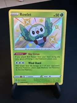 Pokemon TCG Shining Fates Shiny Vault Rare Holo Card SV001/SV122 Rowlet - Image 1