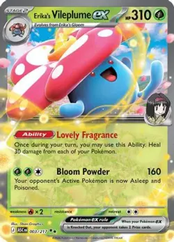 ERIKA'S VILEPLUME EX 003/217 DOUBLE RARE ASCENDED HEROES POKEMON NM/M - Image 1