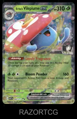 ERIKA'S VILEPLUME EX 003/217 DOUBLE RARE ASCENDED HEROES POKEMON NM/M - Image 2