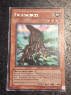 Yu-Gi-Oh! RARE CARD GILASAURUS LON-071 1996 VINTAGE PRINT LP - Image 1