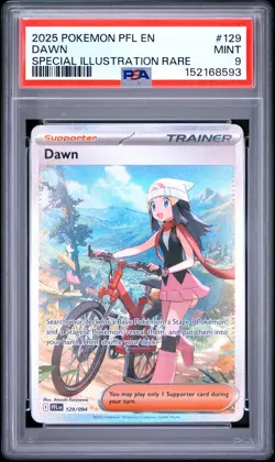 2025 POKEMON PFL EN-PHANTASMAL FLAMES SPECIAL ILLUSTRATION RARE #129 DAWN PSA 9 - Image 1