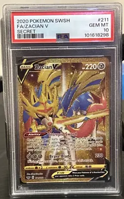 Pokemon TCG Zacian V Secret Rare 211/202 PSA 10 Gem Mint - Image 1