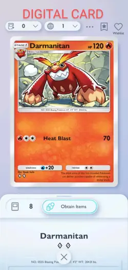 Pokemon Pocket Mobile Game Wisdom Of Sea And Sky Set Darmanitan ◇◇ Rare Digital - Image 1