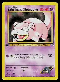 Pokemon Card - Sabrina's Slowpoke Gym Heroes 95/132 1st Edition Common - Image 1