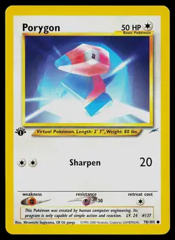 Pokemon Card - Porygon Neo Destiny 78/105 1st Edition Common - Image 1