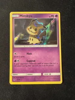 POKEMON TCG SUN & MOON GUARDIANS RISING MIMIKYU 58/145 HOLO RARE MINT NEW - Image 1