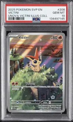 2025 POKEMON SVP EN-SV BLACK STAR PROMO #208 VICTINI PSA 10 - Image 1