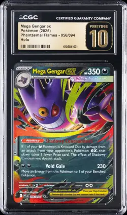 2025 POKEMON PHANTASMAL FLAMES HOLO #056/094 MEGA GENGAR EX CGC 10 PRISTINE - Image 1