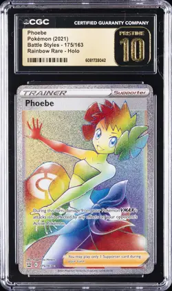 2021 POKEMON BATTLE STYLES RAINBOW RARE - HOLO #175 PHOEBE CGC 10 PRISTINE - Image 1
