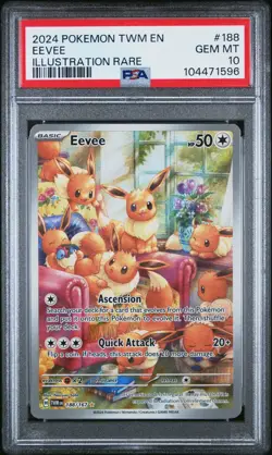 2024 POKEMON TWM EN-TWILIGHT MASQUERADE ILLUSTRATION RARE #188 EEVEE PSA 10 - Image 1