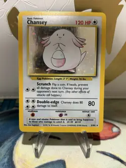 Chansey 3/102 Pokemon Base Set Unlimited Holo Rare Card WOTC NM - Image 1