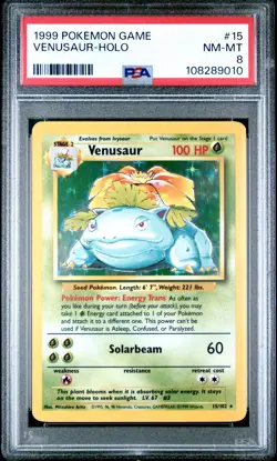 1999 POKEMON GAME #15 VENUSAUR-HOLO PSA 8 - Image 1