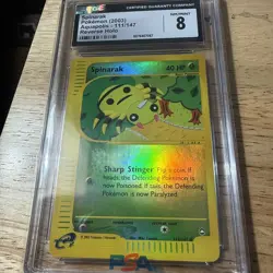 2003 POKEMON AQUAPOLIS #111 SPINARAK-REVERSE FOIL PSA 8 - Image 1