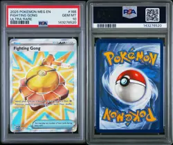 2025 Pokemon Mega Evolution # 168 Fighting Gong Ultra Rare PSA 10 Card GEM MINT! - Image 3
