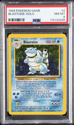 1999 POKEMON GAME #2 BLASTOISE-HOLO PSA 8 - Image 1