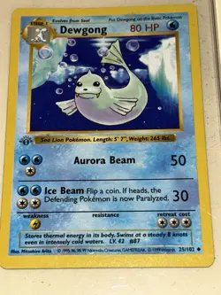 Pokemon 1st Edition DEWGONG Uncommon Gray Stamp - 25/102 1st Edition Base Set - Image 1