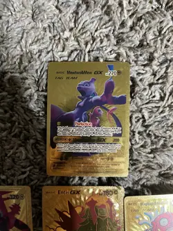 31 Gold Foil Pokemon Cards Pikachu Mewtwo GX VMAX Fan Art Lot - Image 2