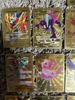 31 Gold Foil Pokemon Cards Pikachu Mewtwo GX VMAX Fan Art Lot - Image 3
