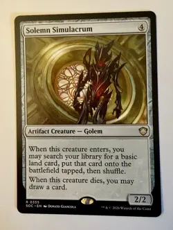 Solemn Simulacrum 355 SOC Commander: Secrets of Strixhaven Magic MTG NM - Image 1