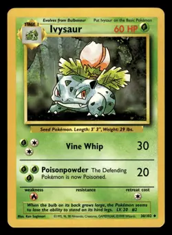 Ivysaur 30/102 Uncommon Base Set Pokemon Card - 5 - Image 1