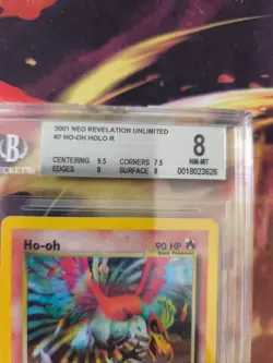 Pokemon Karte Card Ho-Oh Neo Revelation English Holo Englisch Beckett BGS 8 - Image 3