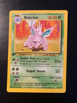 Carte Pokemon : Nidorino 37/102 Edition 1 Set de Base Wizards Francaise - Image 1