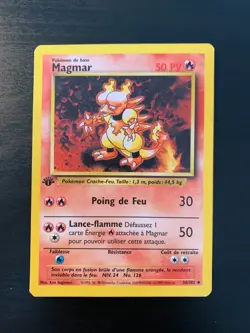 Carte Pokemon : Magmar 36/102 Edition 1 Set de Base Wizards Francaise - Image 1