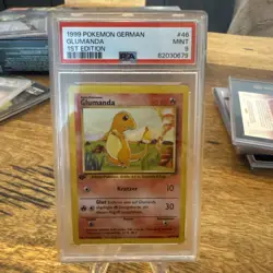 Pokemon Glumanda Base Set German Deutsch 1. Edition PSA 9 - Image 1